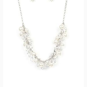 Paparazzi Silver and White Pearl Necklace Pardon My FRINGE Fashion Jewelry